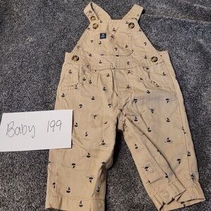 Carter's Tan One Piece Overalls with Playful Pattern